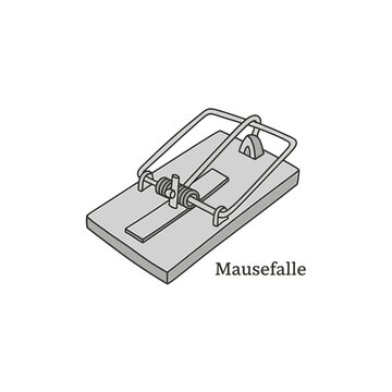 Isometric mousetrap vector illustration for pest control concept