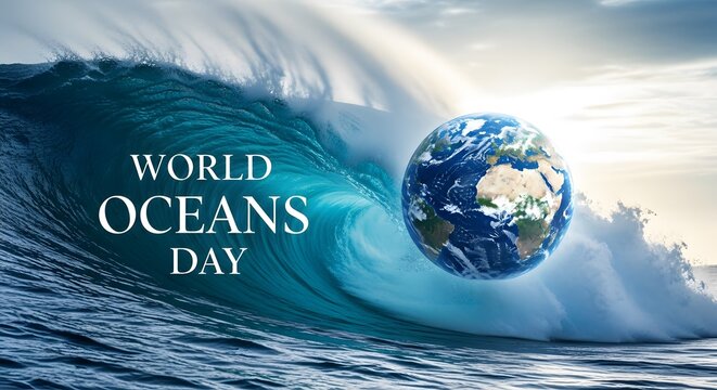 World oceans day celebration a powerful wave encapsulating our blue planet