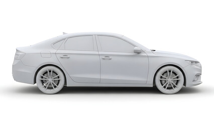 Fototapeta premium A sleek silver car with shiny wheels is parked on a clean surface