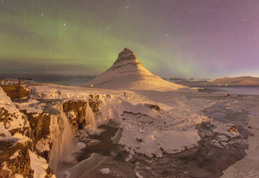 Kirkjufell at sunrise in Iceland. Beautiful landscape