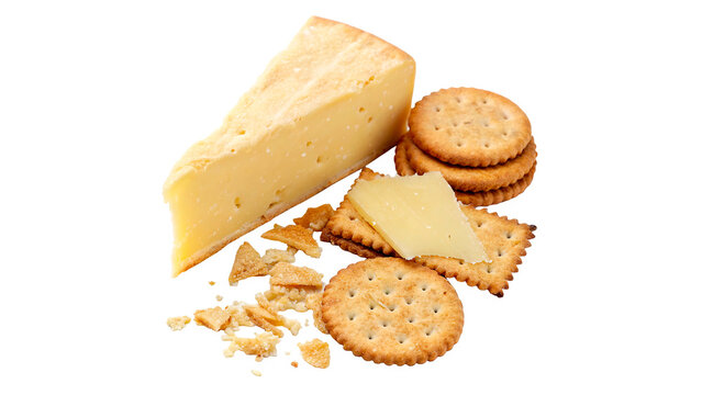 Cheese and crackers isolated on transparent background