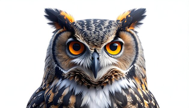 Intense Gaze - A Detailed Portrait of a Majestic Owl.