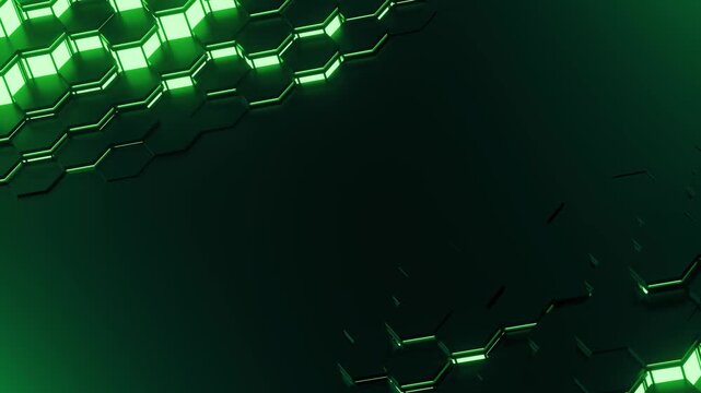 Abstract looping green hexagonal background