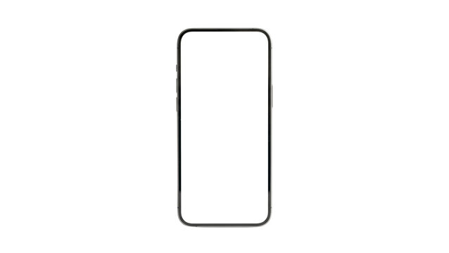 Minimalist smartphone outline with rounded corners and transparent screen viewed directly from top on grey checkered background representing a clean digital interface or wireframe concept.