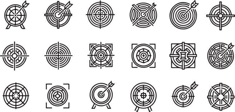 Collection of various target icons and symbols