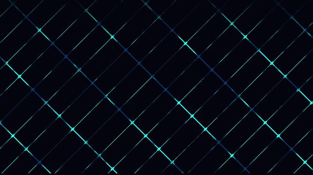 Futuristic Cyan Diagonal Glowing Grid Network on Dark Background