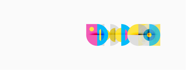 Fototapeta premium Colorful overlapping discs form abstract shapes. Minimalist design, bright hues, simple geometry, clean aesthetic.