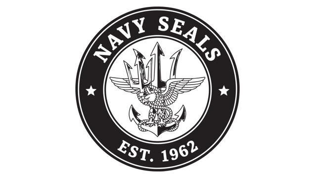 Navy Seals emblem featuring an eagle, anchor, and trident with established date 1962.