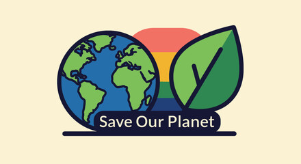 Naklejka premium Global Environmental Conservation Icon A vibrant graphic advocating for planetary health, sustainability, and collective action to protect our world for future generations