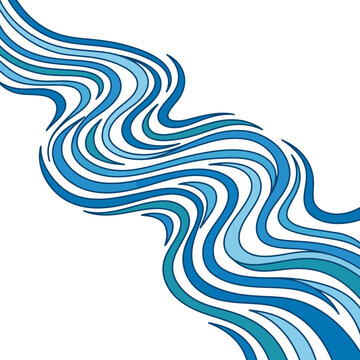 Blue Abstract Wavy Lines Representing Water or Wind