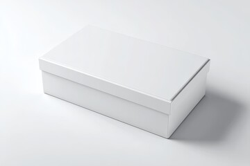 Fototapeta premium 3D illustrated white lid box with clean edges, minimal packaging prop on white surface