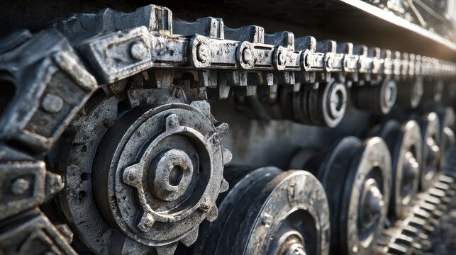 3D render of a steel-grey Tiger tank track with heavy interleaved links