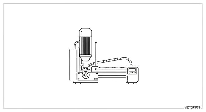 Line Art Illustration of a CNC Milling Machine