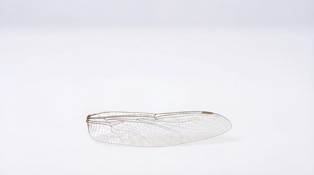 Single iridescent dragonfly wing isolated on a clean white background