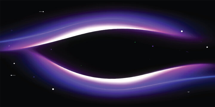 Abstract space background featuring a glowing blue planet amidst flowing purple energy waves and dark starry lines in a motion design illustration