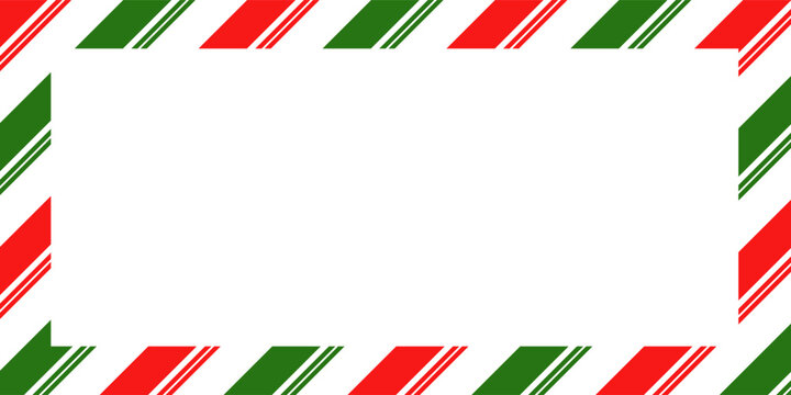 Candy cane christmas frame with blank space. Christmas border. Merry Christmas Candy cane frame card elements decoration. New Year picture frame ribbon. Xmas striped border. Banner or christmas card.