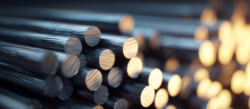 modern steel rods stacked together with glowbacklight