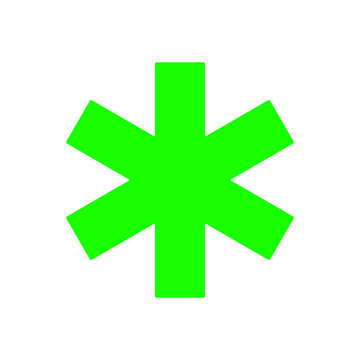Green Asterisk Symbol Icon Sign.