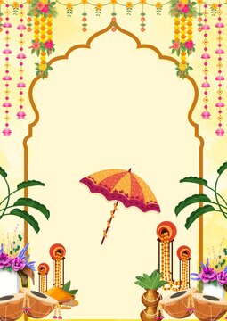Wedding Invitation Haldi Yellow and Purple Traditional Blank Card Background