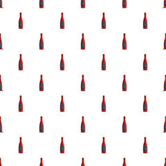Naklejka premium Red wine bottles forming a seamless pattern on a white background