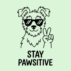 Dog Wearing Sunglasses Gives Peace Sign. © semurraja