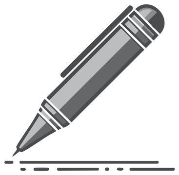 Modern grayscale pen icon writing or signing a line Vector illustration for contracts drawing and education