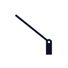 Naklejka premium A black tag icon with a long diagonal line attached to a rectangular shape.