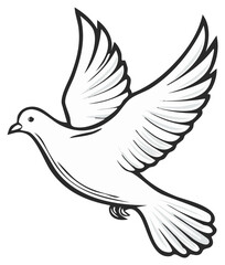 Obraz premium Stylized white dove in flight, symbolizing peace and hope, with outstretched wings and clean lines.