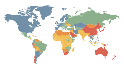 Fototapeta premium Hyper Flat Minimalist World Map Vector for Infographic Design