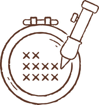 Outline Punch Needle Stitch Craft Art Brush Doodle Illustration 