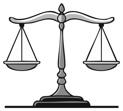 Illustration of antique balance scales symbolizing justice law and equality