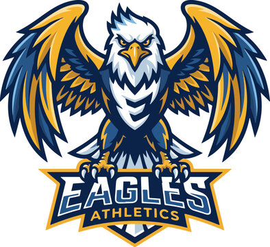 Professional Eagles Athletics Mascot Logo with Symmetrical Wings