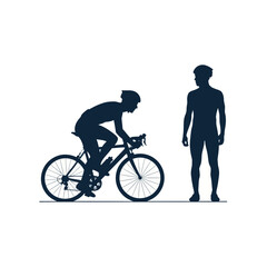 Obraz premium Cyclist Silhouette and Standing Figure, Bicycle Sport Concept