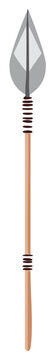 Primitive tribal spear with stone arrowhead illustration for hunting or combat