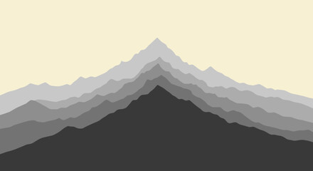 A serene, minimalist illustration of layered mountains evokes feelings of calm and growth. Perfect for backgrounds, website design, or creating a sens © Atmojo