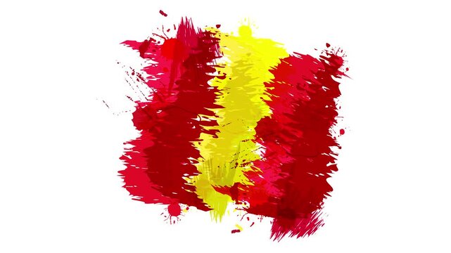 Spain flag creating with red and yellow paint splatters