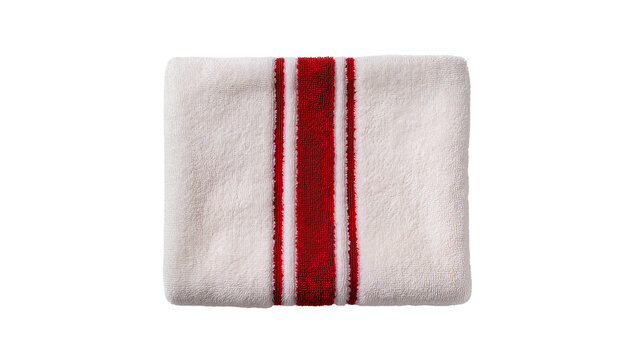 White terrycloth wristbands with red stripes detail
