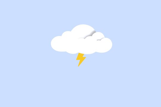 Minimalist storm cloud and yellow lightning bolt icon