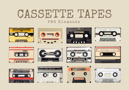Vintage Cassette Tape Element Set