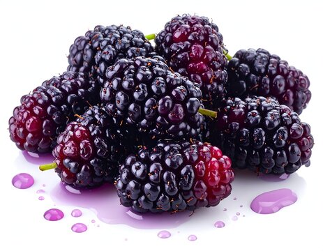 Close-up of Fresh and Juicy Mulberries with Water Droplets.