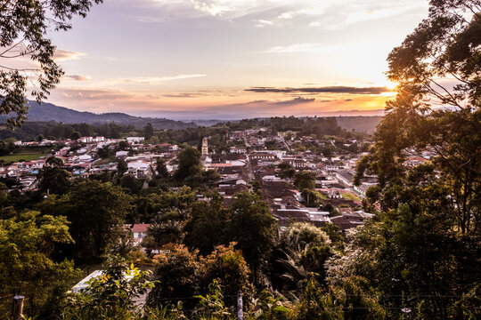 Sunset aerial view of Salento, Colombia