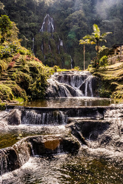 Santa Helena waterfall at Santa Rosa de Cabal hot springs, Colombia