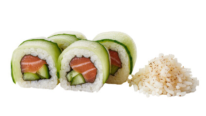Cucumber Salmon Maki Sushi Rolls with Rice and Sesame Seeds © Anneliese