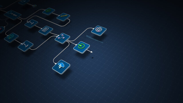 AI Automation Workflow Diagram with Intelligent Agent System Illustration