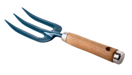 Fototapeta premium Sturdy Blue Garden Hand Fork with Wooden Handle
