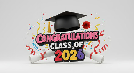Naklejka premium Graduation congratulations banner class of 2026