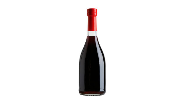 Sleek dark glass wine bottle with red screw cap