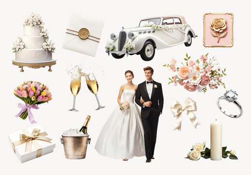 Elegant Wedding Celebration Element Design Set