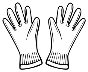 Obraz premium Pair of Black and White Cartoon Style Household Cleaning Gloves