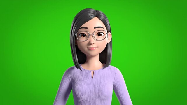 3D animated rhino wearing party hat on green screen background dancing fun